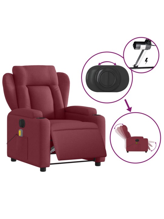 Elektrické masážní polohovací křeslo vínové textil