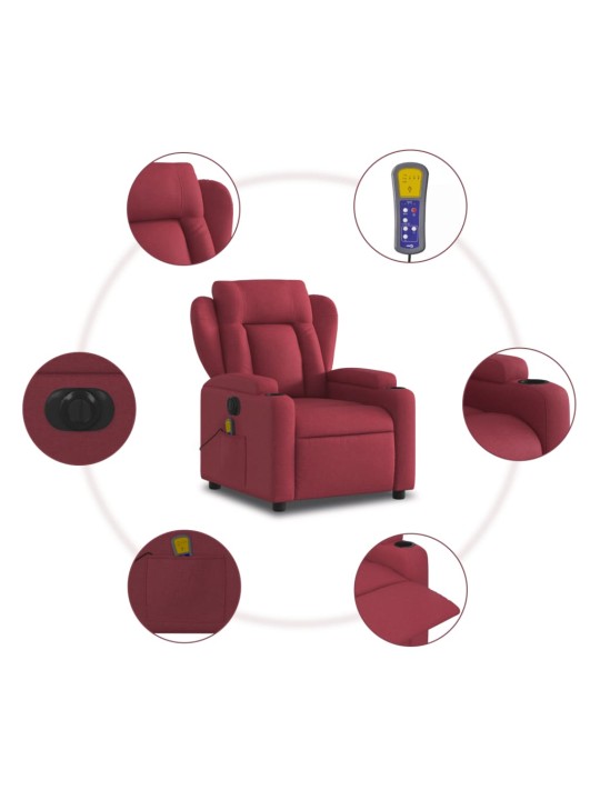Elektrické masážní polohovací křeslo vínové textil