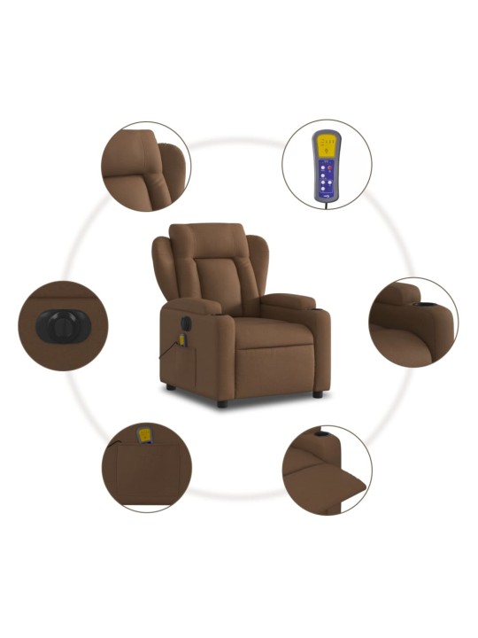 Elektrické masážní polohovací křeslo hnědé textil