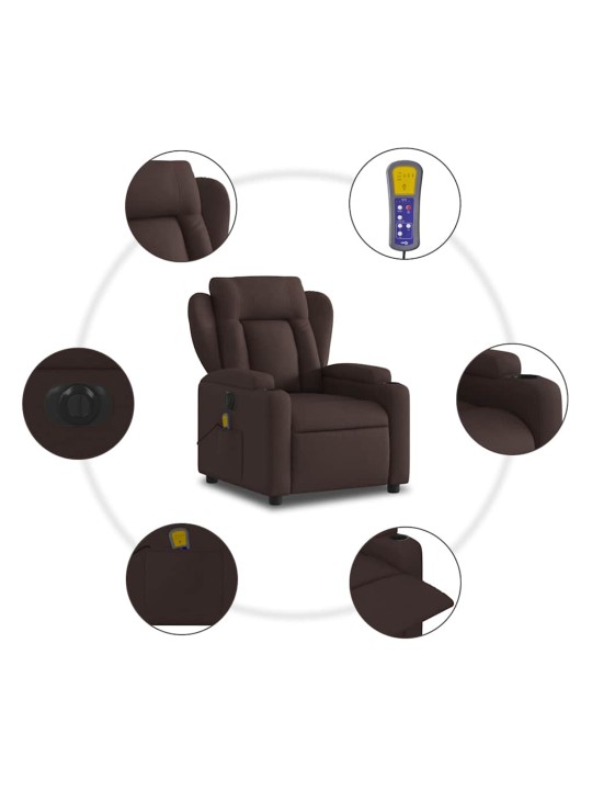 Elektrické masážní polohovací křeslo tmavě hnědé textil