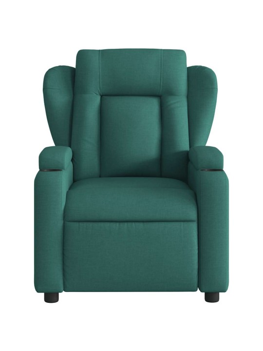Elektrické masážní polohovací křeslo tmavě zelené textil
