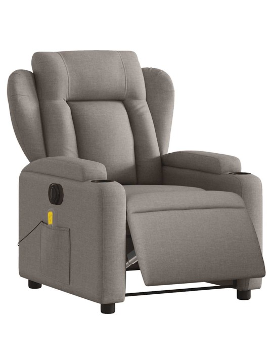 Elektrické masážní polohovací křeslo taupe textil