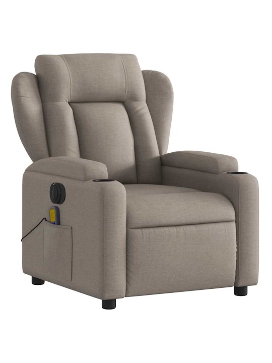 Elektrické masážní polohovací křeslo taupe textil