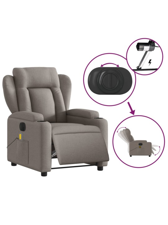 Elektrické masážní polohovací křeslo taupe textil
