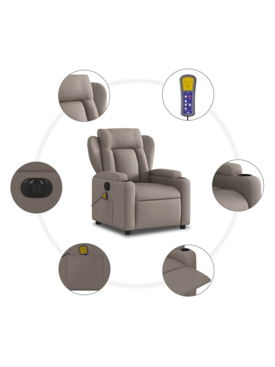 Elektrické masážní polohovací křeslo taupe textil