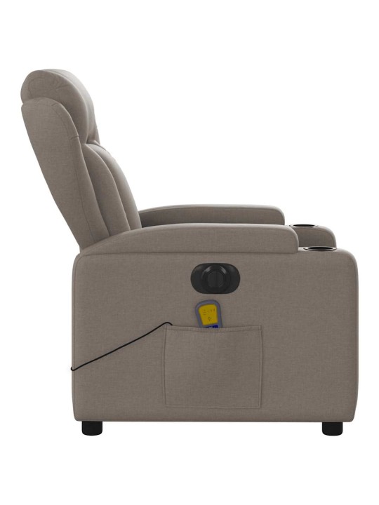 Elektrické masážní polohovací křeslo taupe textil