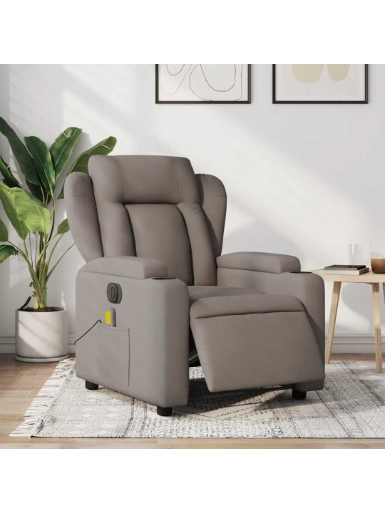 Elektrické masážní polohovací křeslo taupe textil