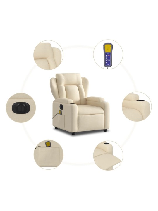 Elektrické masážní polohovací křeslo krémové textil