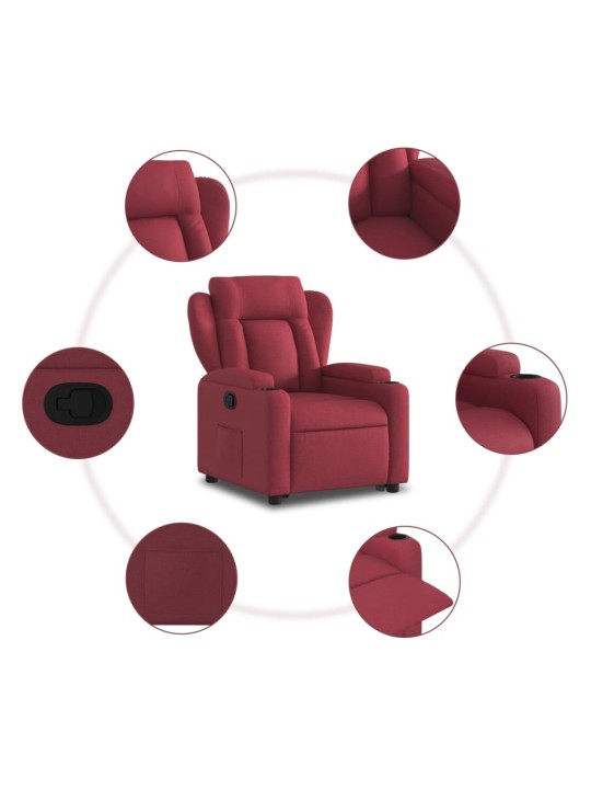 Zvedací polohovací křeslo vínové textil