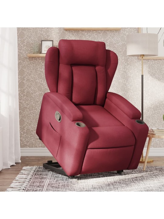 Zvedací polohovací křeslo vínové textil