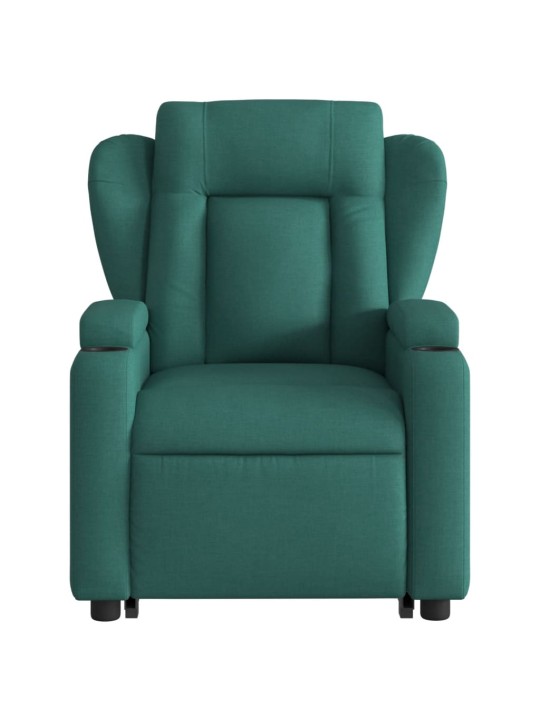 Zvedací polohovací křeslo tmavě zelené textil
