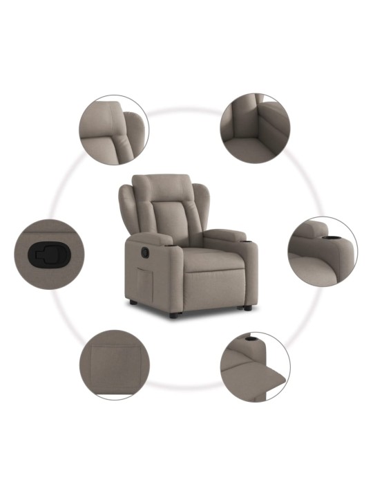 Zvedací polohovací křeslo taupe textil