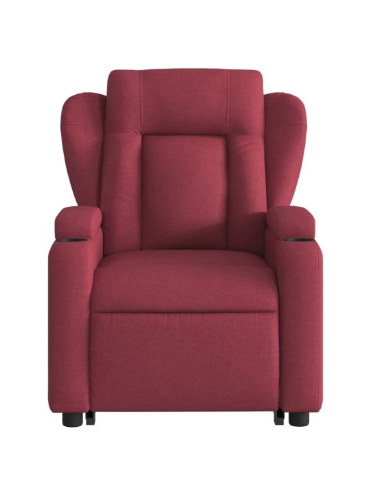 Zvedací masážní polohovací křeslo vínové textil