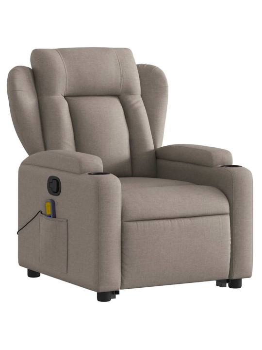 Zvedací masážní polohovací křeslo taupe textil