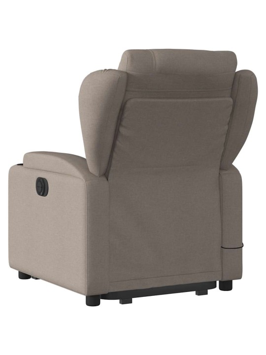 Zvedací masážní polohovací křeslo taupe textil