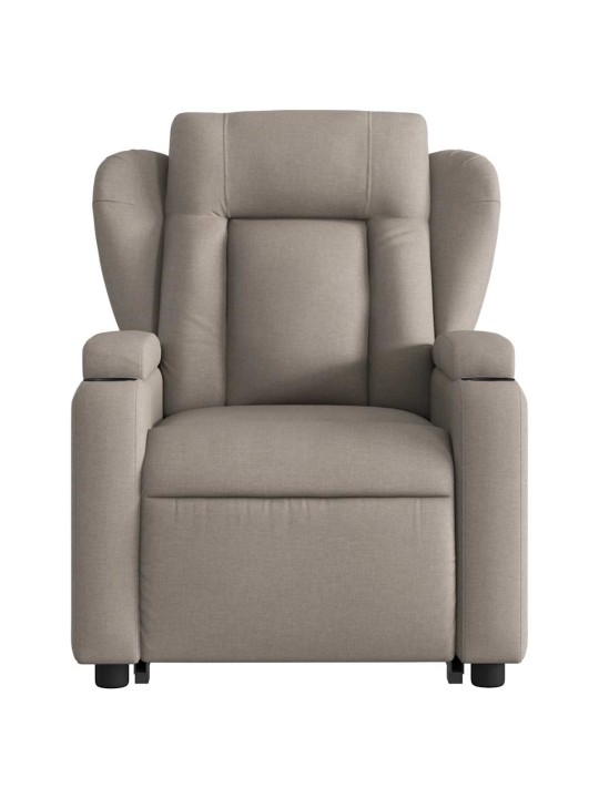 Zvedací masážní polohovací křeslo taupe textil