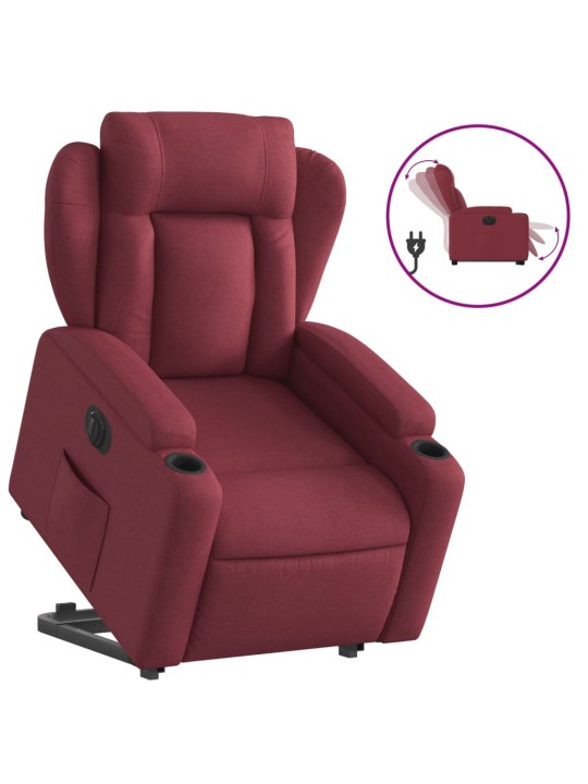 Elektrické zvedací polohovací křeslo vínové textil