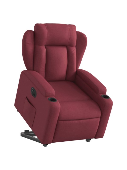 Elektrické zvedací polohovací křeslo vínové textil