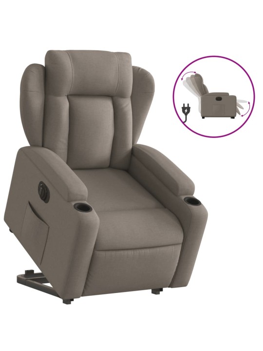 Elektrické zvedací polohovací křeslo taupe textil