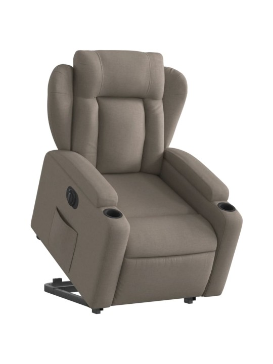Elektrické zvedací polohovací křeslo taupe textil