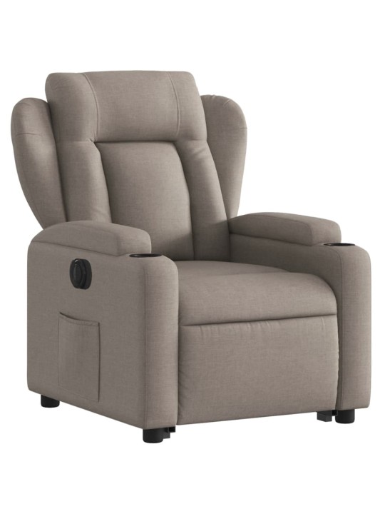 Elektrické zvedací polohovací křeslo taupe textil