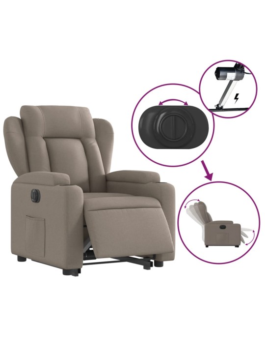 Elektrické zvedací polohovací křeslo taupe textil