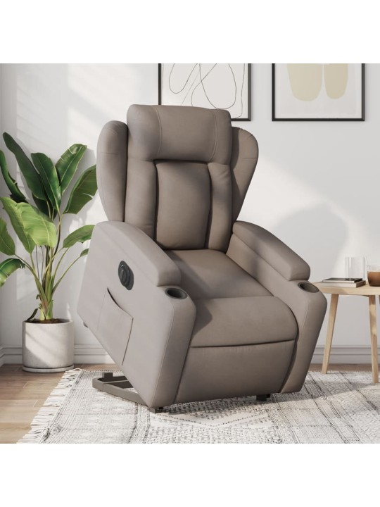 Elektrické zvedací polohovací křeslo taupe textil