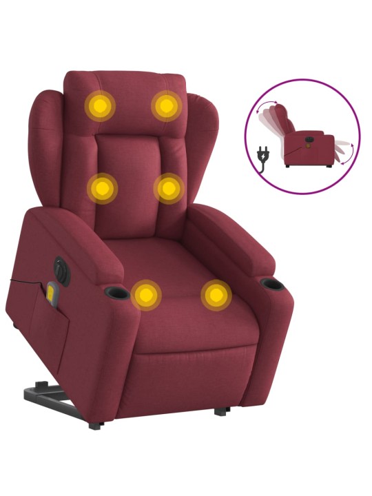 Elektrické zvedací masážní polohovací křeslo vínové textil