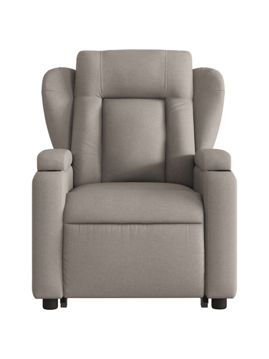 Elektrické zvedací masážní polohovací křeslo taupe textil