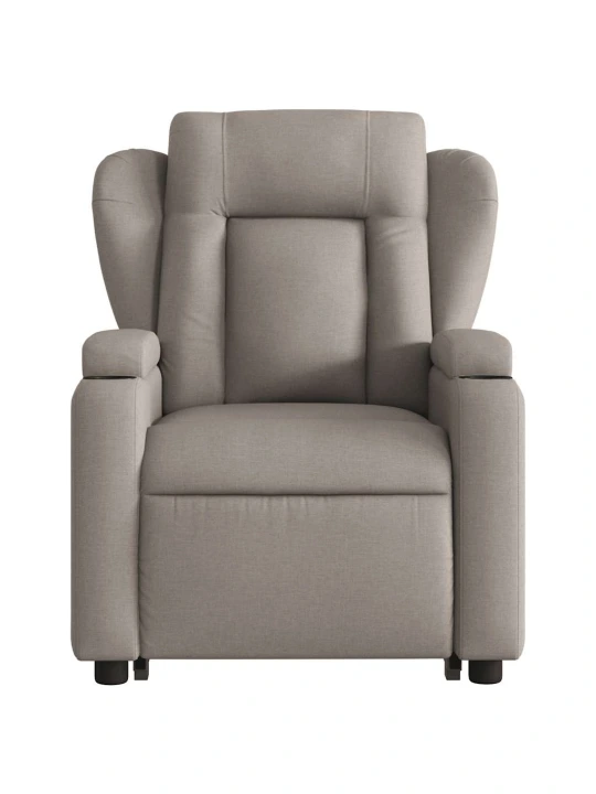 Elektrické zvedací masážní polohovací křeslo taupe textil