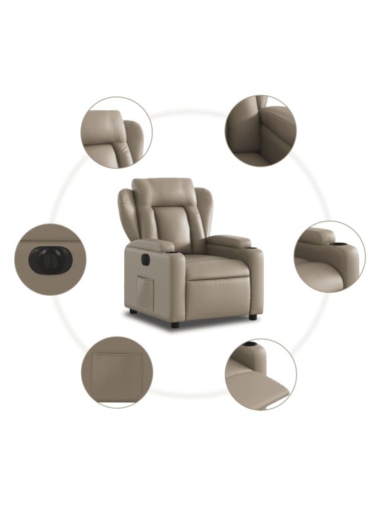 Elektrické polohovací křeslo cappuccino umělá kůže