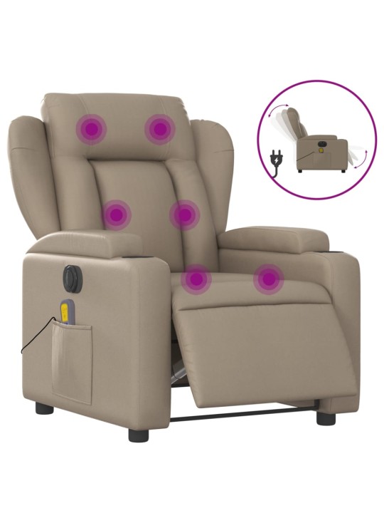 Elektrické masážní polohovací křeslo cappuccino umělá kůže