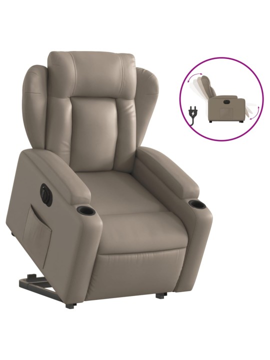 Elektrické zvedací polohovací křeslo cappuccino umělá kůže