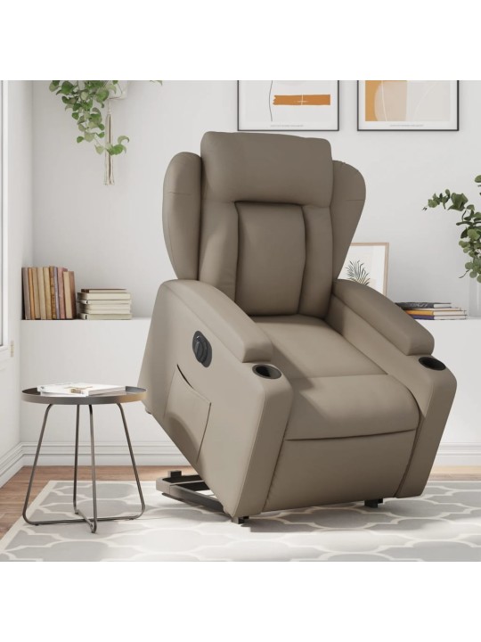 Elektrické zvedací polohovací křeslo cappuccino umělá kůže