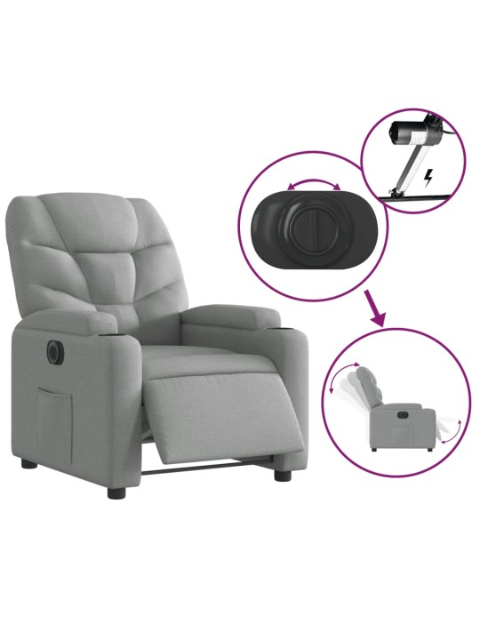 Elektrické polohovací křeslo světle šedé textil