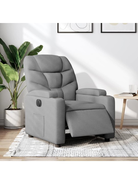 Elektrické polohovací křeslo světle šedé textil