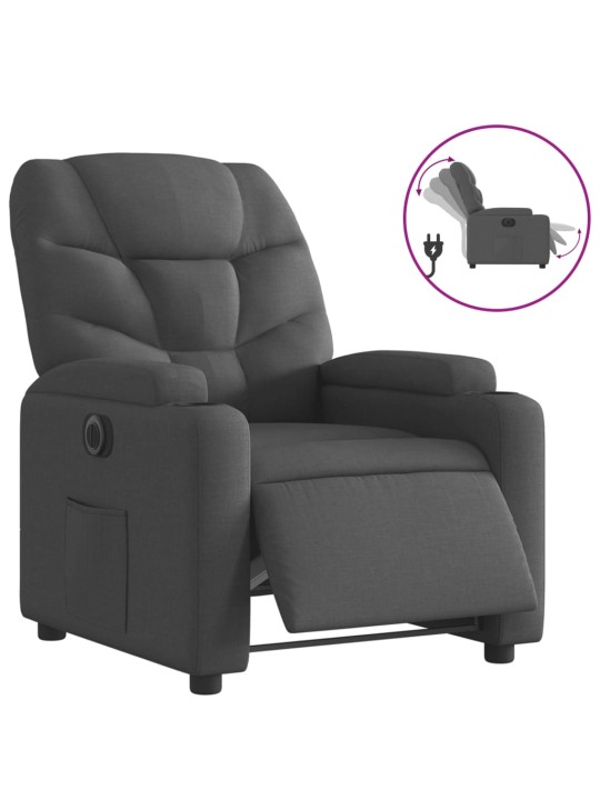 Elektrické polohovací křeslo tmavě šedé textil