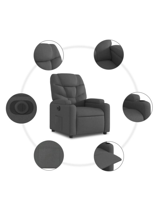 Elektrické polohovací křeslo černé textil
