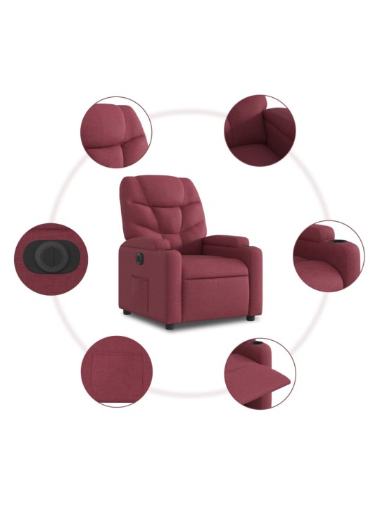 Elektrické polohovací křeslo vínové textil