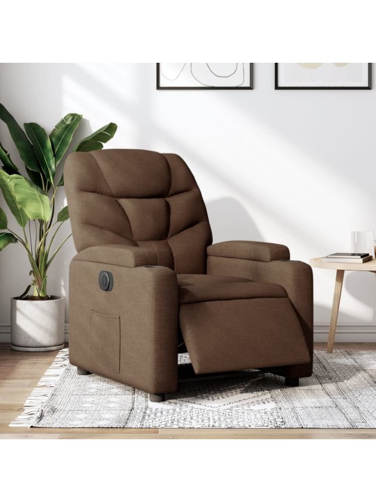 Elektrické polohovací křeslo hnědé textil