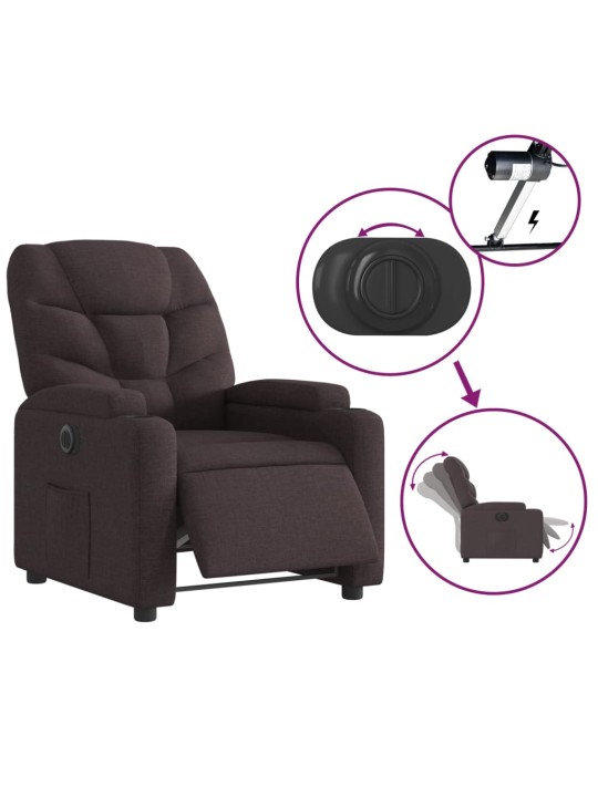 Elektrické polohovací křeslo tmavě hnědé textil