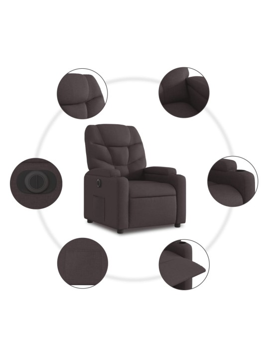 Elektrické polohovací křeslo tmavě hnědé textil