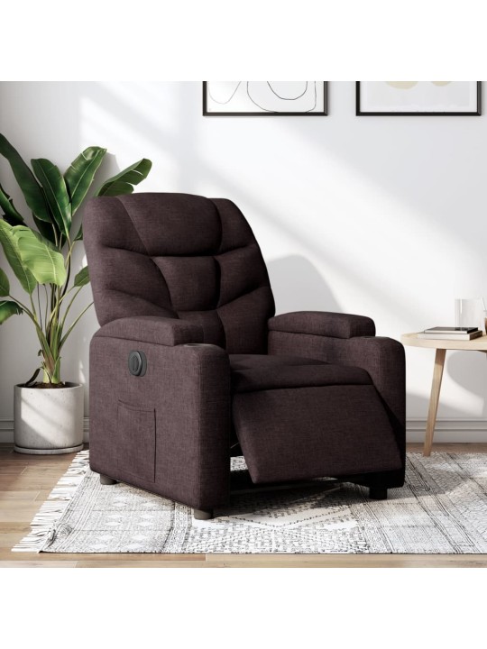 Elektrické polohovací křeslo tmavě hnědé textil