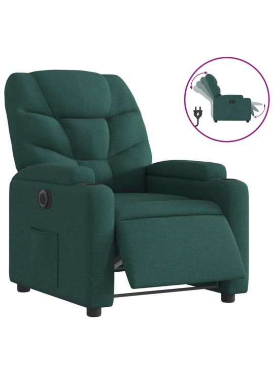 Elektrické polohovací křeslo tmavě zelené textil