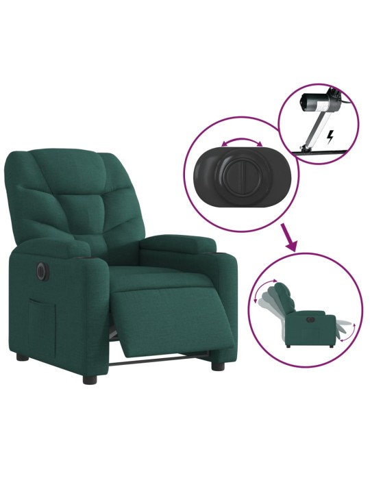 Elektrické polohovací křeslo tmavě zelené textil