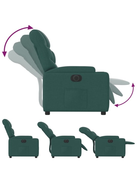 Elektrické polohovací křeslo tmavě zelené textil