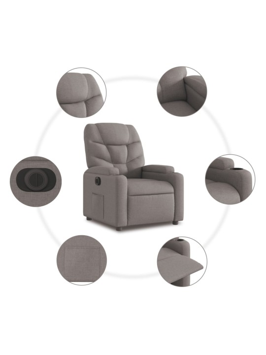 Elektrické polohovací křeslo taupe textil