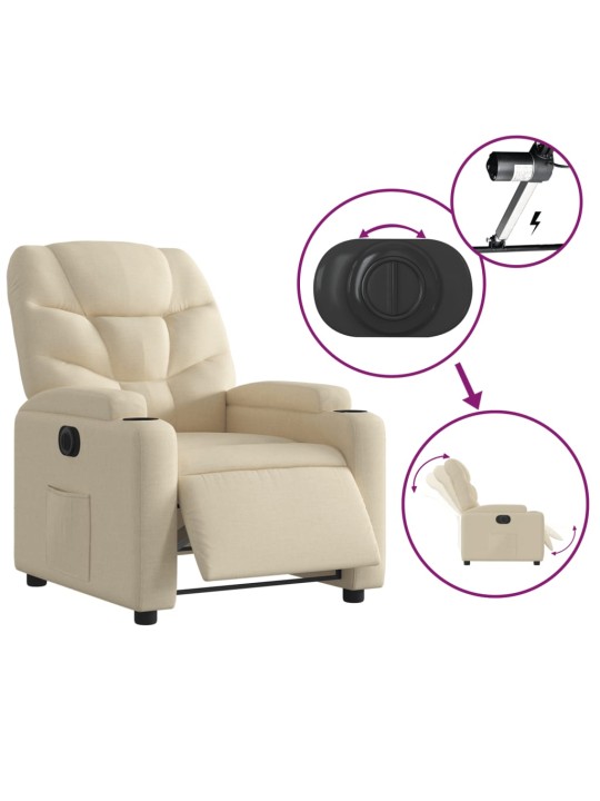 Elektrické polohovací křeslo krémové textil