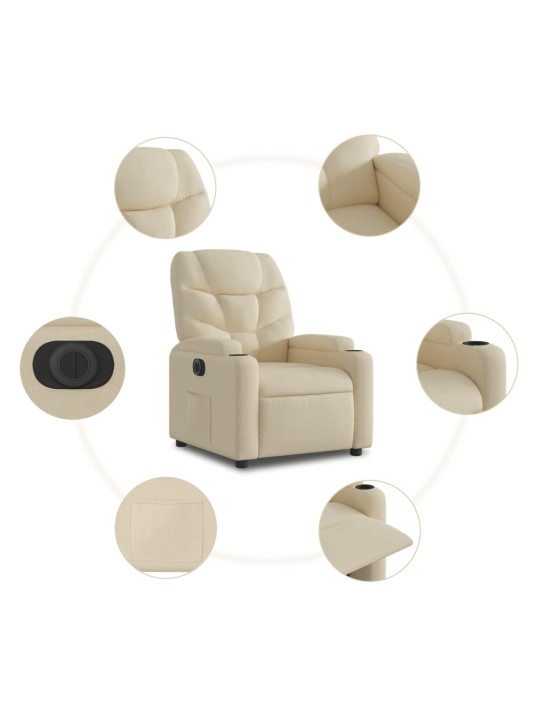 Elektrické polohovací křeslo krémové textil