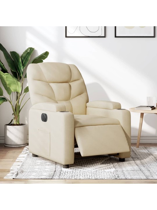Elektrické polohovací křeslo krémové textil